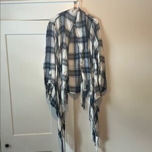 Plaid Fringe Shawl